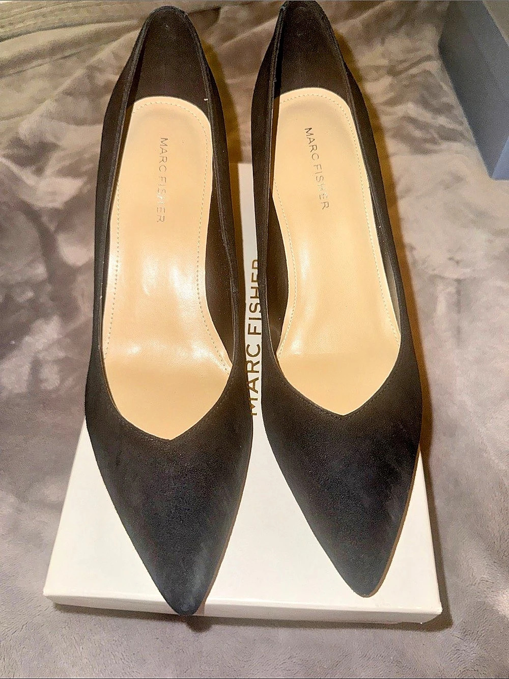 Marc Fisher Block Heel Pointy Toe Pump Black